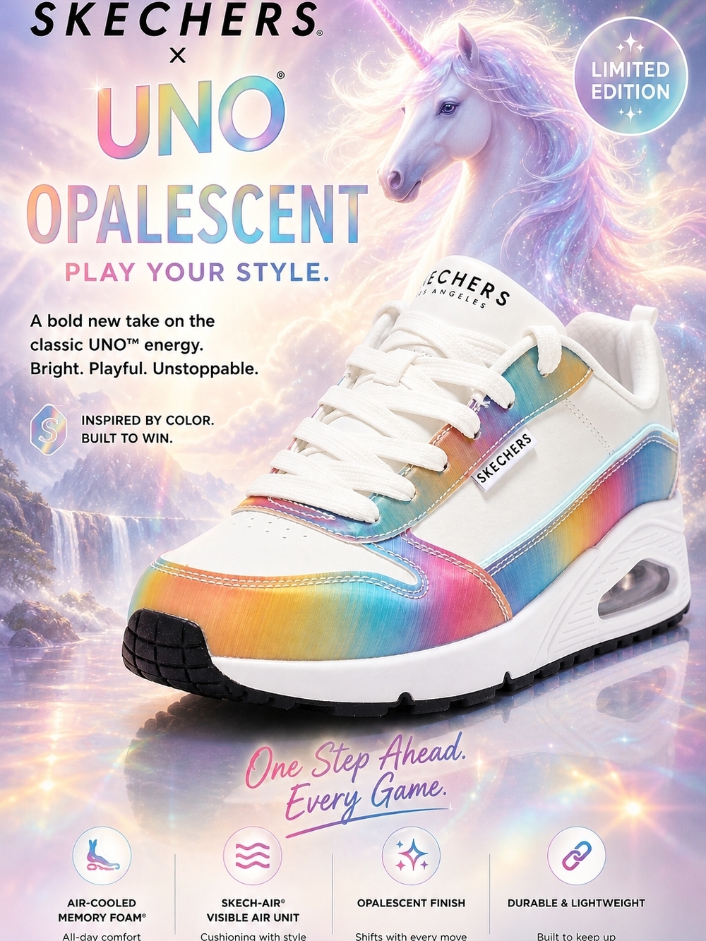 Skechers UNO Opalescent Rainbow Platform Sneaker